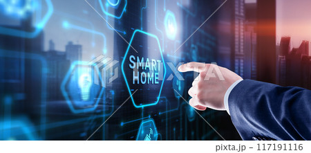 Smart home icon. Assistant technology for smart devices. Smart home concept 117191116