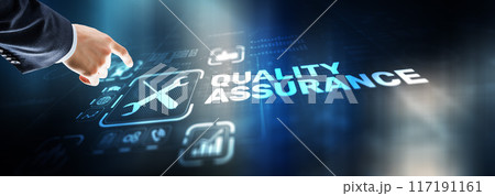 Quality Assurance ISO DIN Service Guarantee Standard Retail Concept 117191161