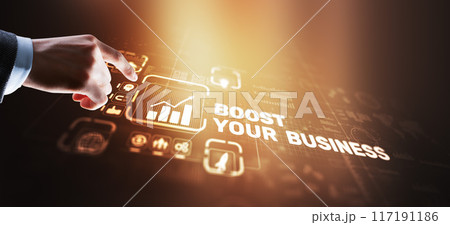 Boost your business on Virtual screen. Business Technology Internet and network concept 117191186