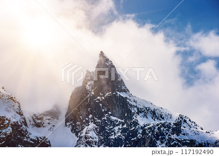 Mountain peaks near Morskie Oko Lake in Poland at Winter. Tatras range 117192490