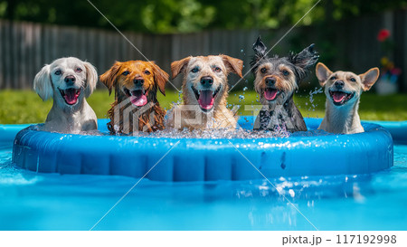 dog in swimming pool 117192998