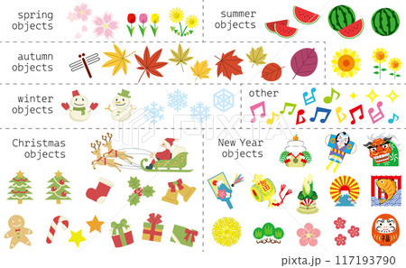 季節ごとのアイコン集(四季とクリスマスと正月) 117193790