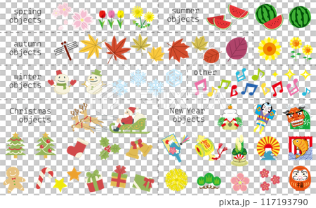 Seasonal icon collection (four seasons, Christmas, and New Year) 117193790