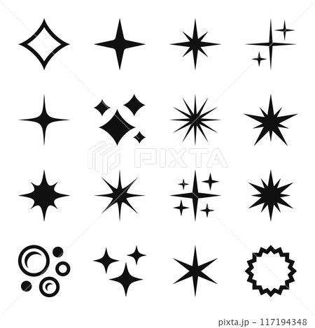 Sparkling Star Icons Set. Twinkling Shining Burst. Vector 117194348