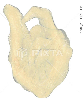 オイルパステルで描いた手のイラスト 117194448