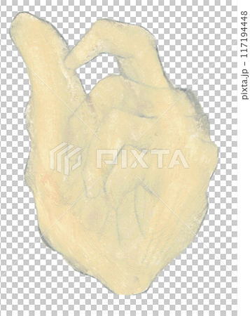 オイルパステルで描いた手のイラスト 117194448