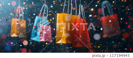 Floating Shopping Bags in Bright Colors Floating Shopping Bags in Bright Colors 117194943