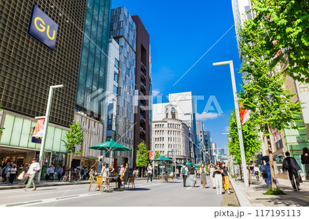 休日の銀座 歩行者天国 休日の銀座 歩行者天国 117195113