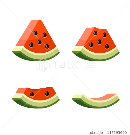 Watermelon Icon Set with Slices. Vector Watermelon Icon Set with Slices. Vector 117195690