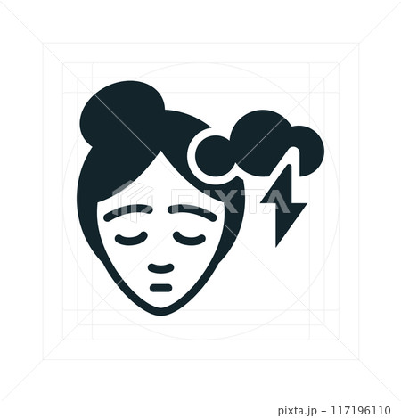 Woman suffering from migraine headache with storm cloud Woman suffering from migraine headache with storm cloud 117196110