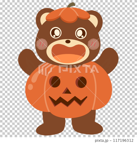 cute brown bear with pumpkin cute brown bear with pumpkin 117196312