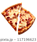 Delicious cheese pizza isolated on a transparent background 117196623
