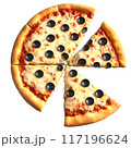 Delicious cheese pizza isolated on a transparent background 117196624
