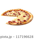 Delicious cheese pizza isolated on a transparent background 117196628