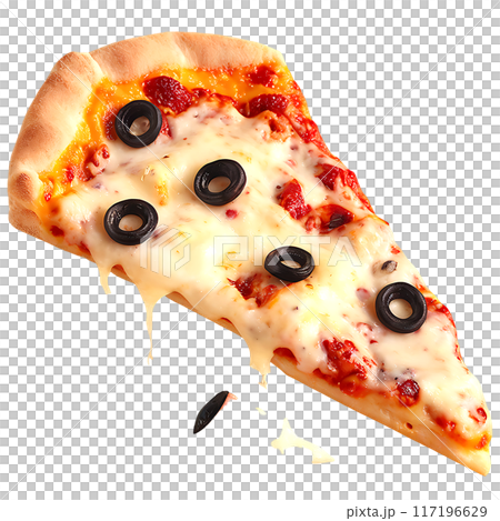Delicious cheese pizza isolated on a transparent background 117196629