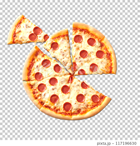 Delicious cheese pizza isolated on a transparent background 117196630