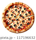 Delicious cheese pizza isolated on a transparent background 117196632