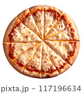 Delicious cheese pizza isolated on a transparent background 117196634