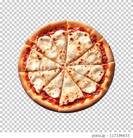 Delicious cheese pizza isolated on a transparent background 117196635
