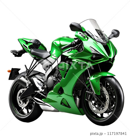 Green sport bike isolated on a transparent background 117197841