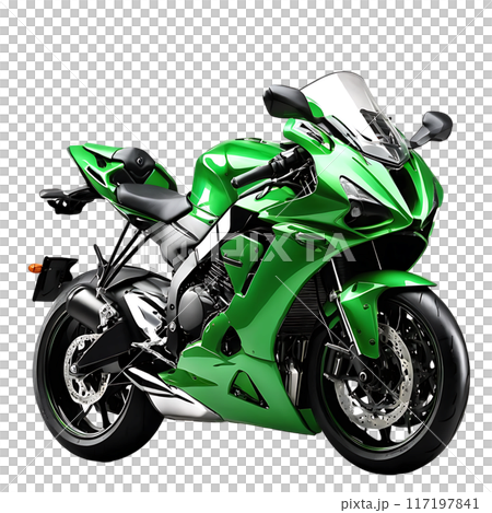 Green sport bike isolated on a transparent background 117197841