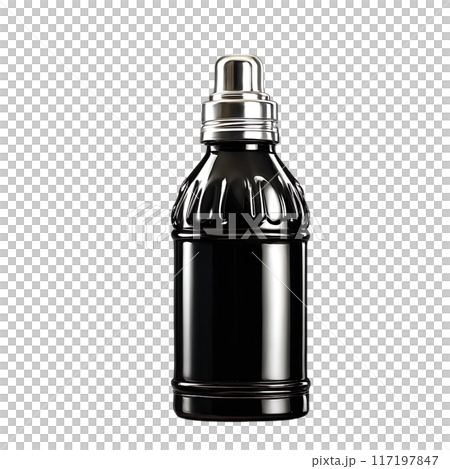 Black thermos bottle isolated on a transparent background 117197847
