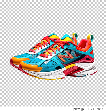 Fashionable stylish Running sports shoes isolated on a transparent background Fashionable stylish Running sports shoes isolated on a transparent background 117197854