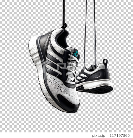 Fashionable stylish Running sports shoes isolated on a transparent background Fashionable stylish Running sports shoes isolated on a transparent background 117197860