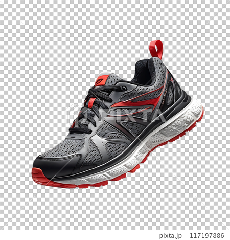 Fashionable stylish Running sports shoes isolated on a transparent background Fashionable stylish Running sports shoes isolated on a transparent background 117197886