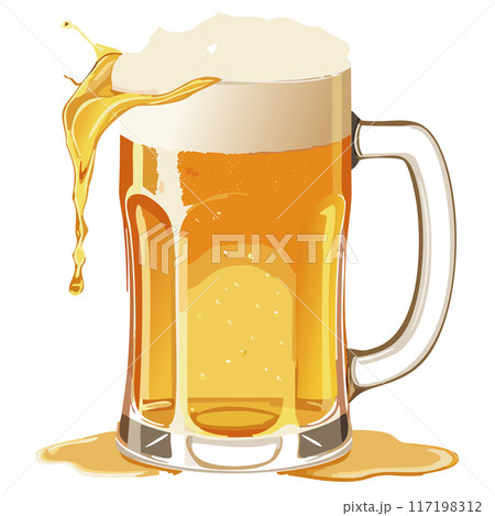 ビールジョッキに入った生ビール 117198312