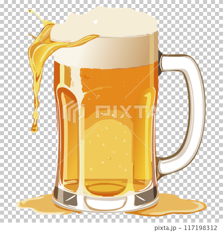 ビールジョッキに入った生ビール 117198312
