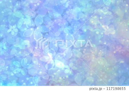 花がきらきら光る神秘的で幻想的なグラデーション背景壁紙イラストテクスチャ【青、水色、紫、ピンク】 117198655