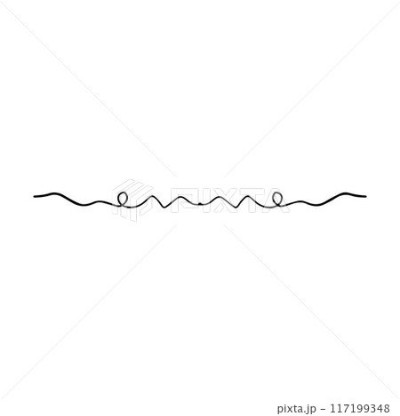 Hand drawn curly divider icon vector illustration design element of swish, swash, swoosh underline swirl squiggle stroke line 117199348