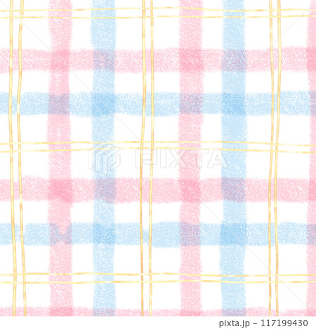 Gold Pink Blue Plaid Hand Drawn Background Overlay 117199430