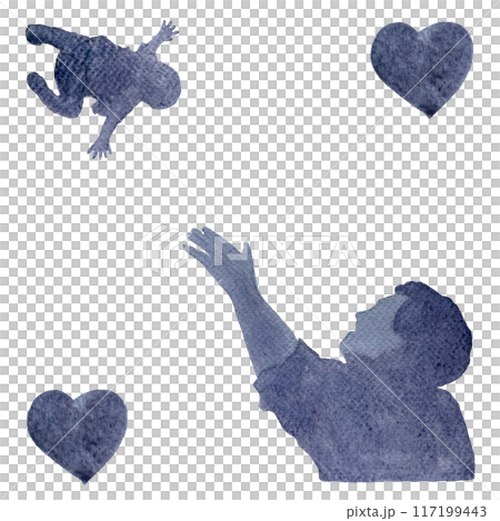 A father silhouetted as he joyfully tosses his child into the air, capturing a moment of pure love and trust. A monochrome watercolor illustration evokes warmth, tenderness. Great for cards, father's A father silhouetted as he joyfully tosses his child into the air, capturing a moment of pure love and trust. A monochrome watercolor illustration evokes warmth, tenderness. Great for cards, father's 117199443