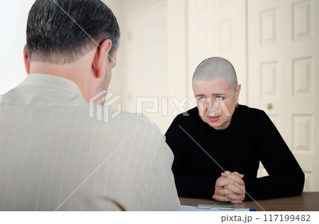 Cancer Patient's Struggle: Hesitant Conversation with Psychologist Reveals Deep Mistrust and Fear. Cancer Patient's Struggle: Hesitant Conversation with Psychologist Reveals Deep Mistrust and Fear. 117199482