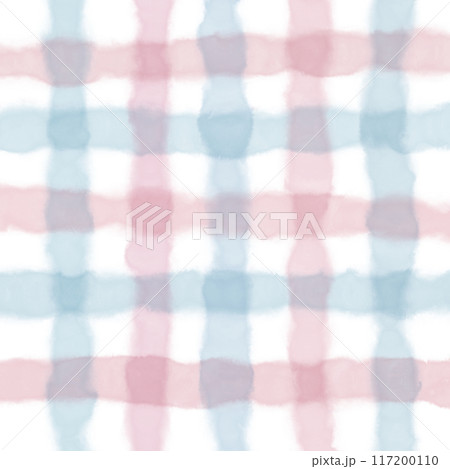 Pink Blue Gingham Check Hand Drawn Background Overlay 117200110