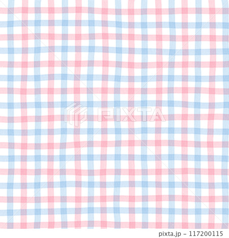 Pink Blue Gingham Check Hand Drawn Background Overlay 117200115