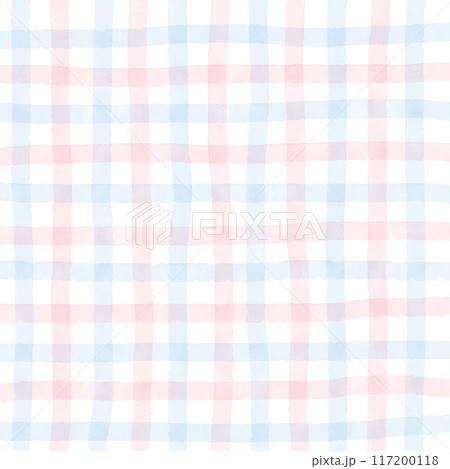 Pink Blue Gingham Check Hand Drawn Background Overlay 117200118