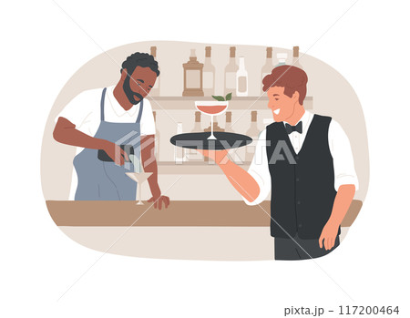 Bar teamwork isolated cartoon vector illustrations. Bar teamwork isolated cartoon vector illustrations. 117200464