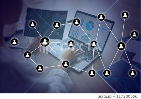 Social network Analysis. Marketing virtual icons screen concept 117200650