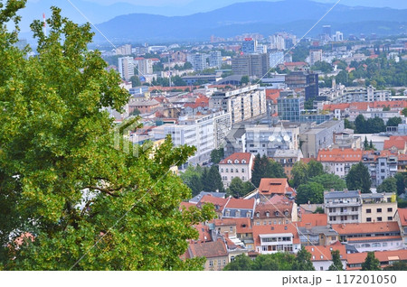 Travel to Europe during summer on holiday, Ljubljana in Slovenia. Top destination. Panoramic view Travel to Europe during summer on holiday, Ljubljana in Slovenia. Top destination. Panoramic view 117201050