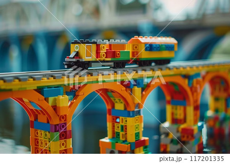 toy bridge in Lego style toy bridge in Lego style 117201335