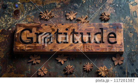 Wooden Mahogany Appreciation and kindness concept art poster. 117201387