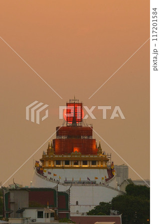 Sunset View of Wat Saket Temple in Bangkok Sunset View of Wat Saket Temple in Bangkok 117201584