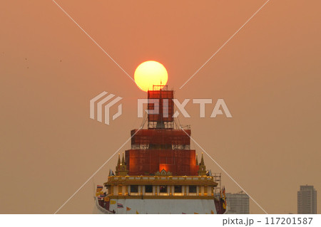 The Golden Mount, Wat Saket, in Bangkok, Thailand. 117201587