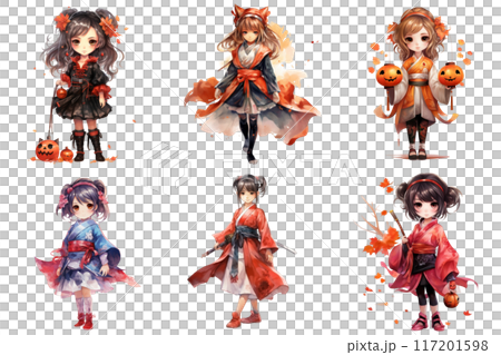 Six Adorable Anime Girls in Autumnal Attire 117201598