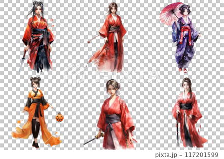 Six Anime Women in Traditional Japanese Clothing 117201599