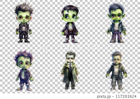 Six Chibi Zombie Boys in Different Outfits 117201624