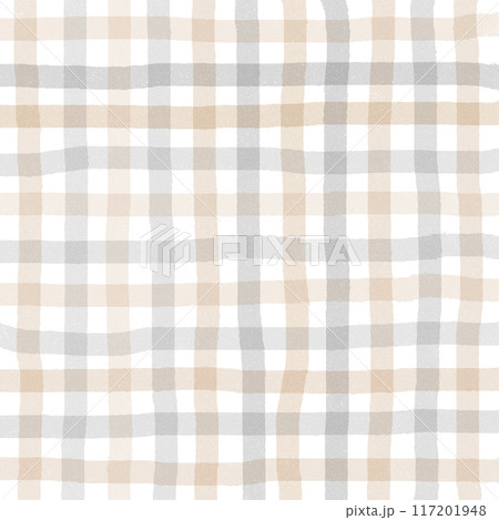 Gray Beige Gingham Check Hand Drawn Background Overlay 117201948